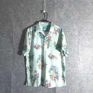 Tori Richard Men Hawaiian Shirt Large Floral Print Short Sleeve Button Up Tencel